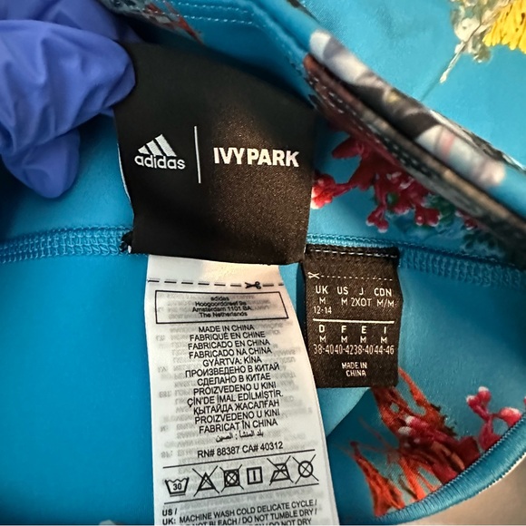 Ivy Park x Adidas Blue Floral Printed Striped Women Leggings Size M - Picture 10 of 14
